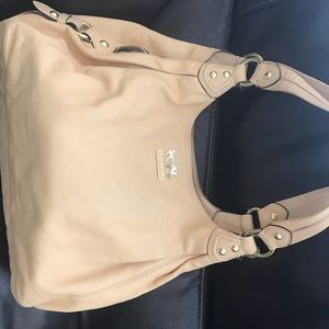 Light tan/light yellow leather Coach bag